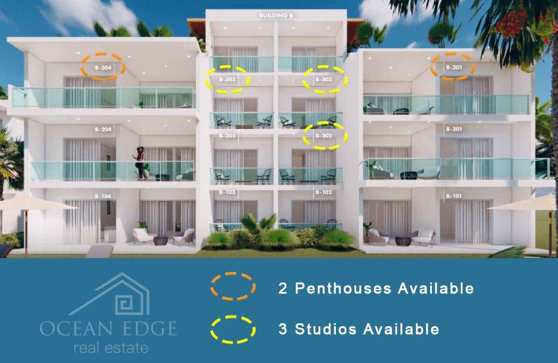 High end condos on presale in beachfront residential - real estate - las terrenas studio + penthouse 2