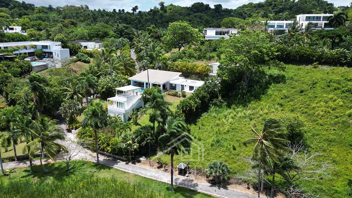 Architect-villa-in-beachfront-community-Esperanza-las-terrenas-ocean-edge-real-estate-drone