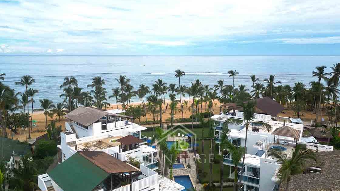 Beachfront 3-bedroom Penthouse Las Ballenas Beach Web - Las Terrenas Real Estate - OCean Edge Dominican Republic Drone 11