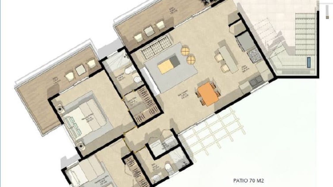 Beachfront-condos-project-in-portillo-2bedrooms-patio-plan